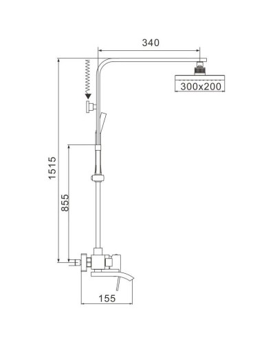Душевая система 300х200 мм Rose R1556F