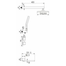 Душевой комплект 310х210 мм Rose R1595F