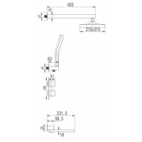 Душевой комплект 310х210 мм Rose R1595T