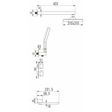 Душевой комплект 310х210 мм Rose R1595T