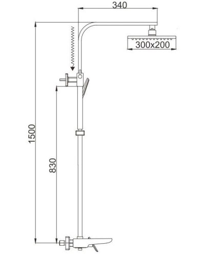 Душевая система 300х200 мм Rose R1636F