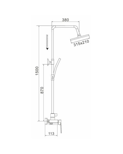 Душевая система 315х210 мм Rose R1836-6