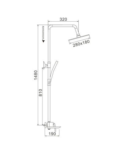 Душевая система 280х180 мм Rose R2736H