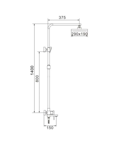 Душевая система 290х190 мм Rose R2836H