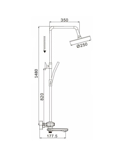 Душевая система 250 мм Rose R3996T