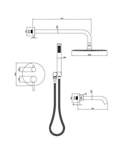 Душевой комплект 250 мм Milacio Ultra MCU.150.MB