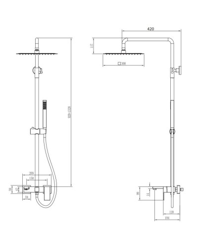 Душевая система 300 мм Boheme Qubic 478-MW