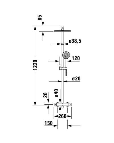 Душевая система 250 мм Duravit B.2 B24280008010