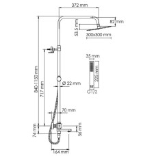 Душевая система 300 мм WasserKRAFT A199.118.103.010.CH Thermo