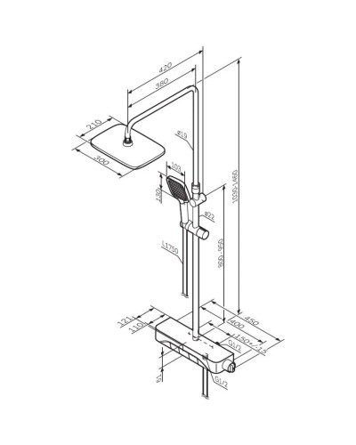 Душевая система 300х210 мм Am.Pm Func F078F200