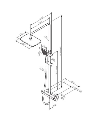 Душевая система 300х210 мм Am.Pm Func F078F400
