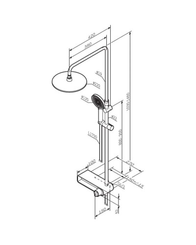 Душевая система 220 мм Am.Pm X-Joy F0785A600