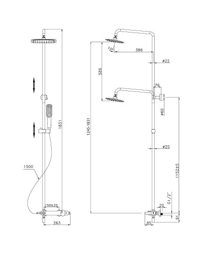 Душевая система Lemark Swan LM5462BG Черная Золото