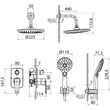 Душевой комплект 225 мм IDDIS Ray RAYBL02i67
