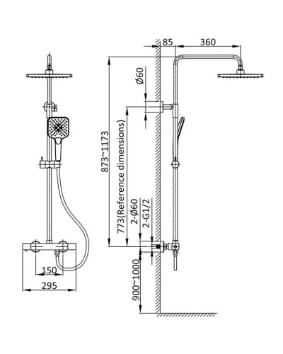 Душевая система 250 мм Vincea Next VSFS-1N0TGM