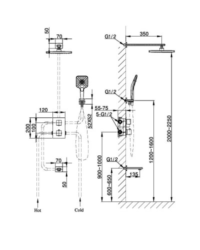 Душевой комплект 255 мм Vincea Next VSFW-1N3TCH