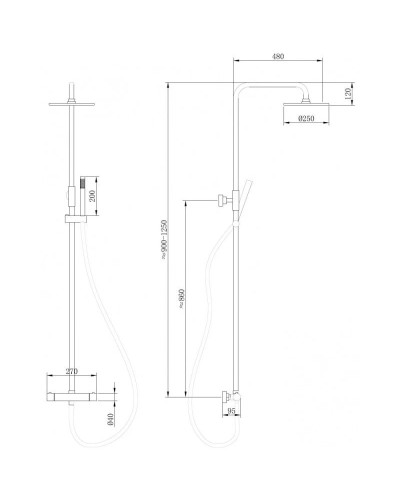Душевая система 250 мм Abber Wasser Kreis AF8160RG