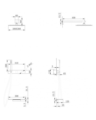 Душевой комплект 300х200 мм Abber Rund AF8750NG