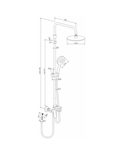 Душевая система 230 мм Damixa Jupiter 977770000
