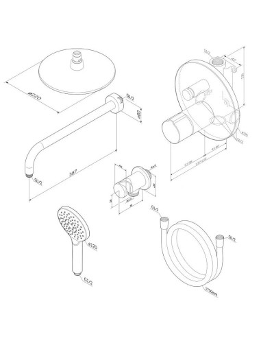Душевой комплект 220 мм Am.Pm X-Joy FP85A1RH22