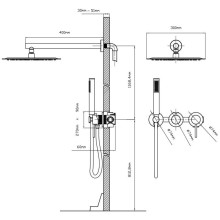 Душевой комплект 300 мм Vincea Groove VSFW-4G01MB