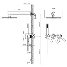 Душевой комплект 300 мм Vincea Groove VSFW-4G01MB