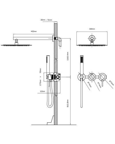 Душевой комплект 300 мм Vincea Groove VSFW-4G01MB