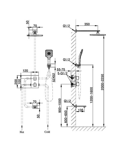 Душевой комплект 255 мм Vincea Next VSFW-1N3TGM