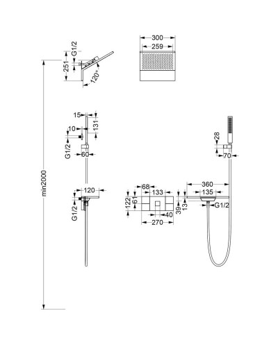 Душевой комплект 300 мм Vincea Futura VSFW-2F11TMB