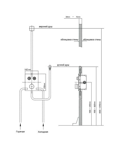 Душевой комплект 247 мм Vincea Inspire VSFW-3I21T1MB