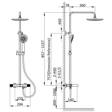 Душевая система 250 мм Vincea Desire VSFS-1D1TBG