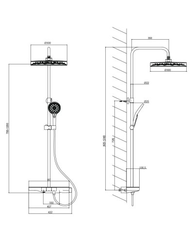 Душевая система 300 мм Vincea Inspire VSFS-3I12TCH