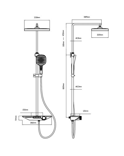 Душевая система 330х220 мм Vincea VSFS-411CH