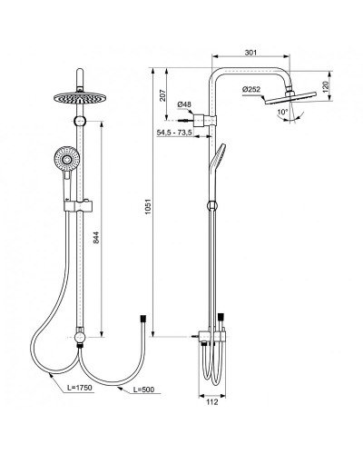 Душевая система Ideal Standard Idealrain Eco Evo A6943AA Хром