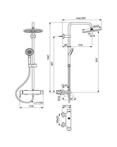 Душевая система Ideal Standard Idealrain Eco Evo B2266AA Хром