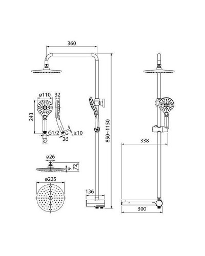 Душевая система Iddis Ray RAYSB3Fi76 Хром