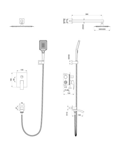 Душевая система встраиваемая WONZON & WOGHAND, Хром (WW-88939009A-CR)
