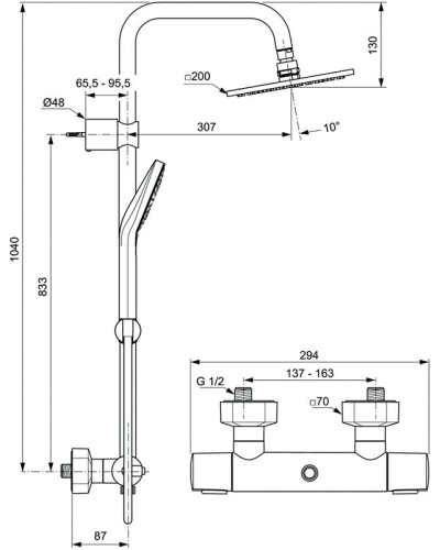 Душевая система Ideal Standard Ideal Rain Cube Evo A6985AA Хром