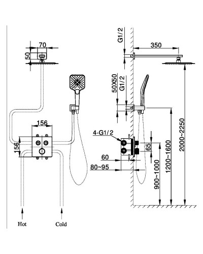 Душевой комплект 255 мм Vincea VSFW-105TCH