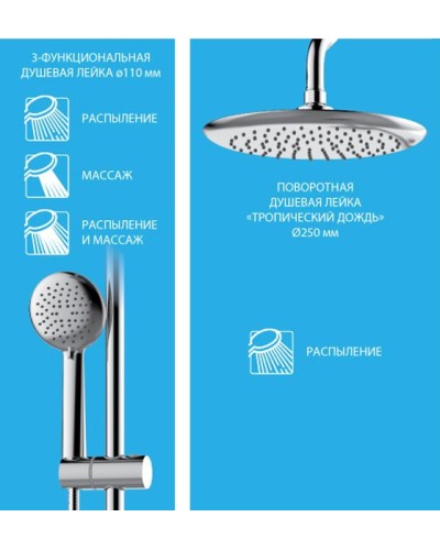 Душевая система Lemark Tropic LM7009C Хром Черный
