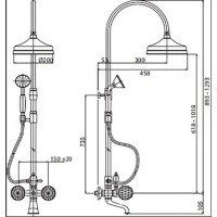 Душевая стойка со смесителем для ванны поворотным изливом верхним ручным душем CEZARES ATLANTIS-CVDF2-03/24-Sw/M