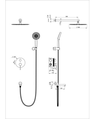 Душевая система встраиваемая WONZON & WOGHAND, Хром (WW-88939017-CR)