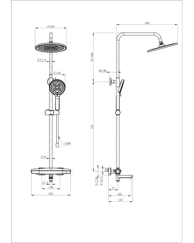 Душевая система с термостатом WONZON & WOGHAND, Хром (WW-B3046-A1-CR)