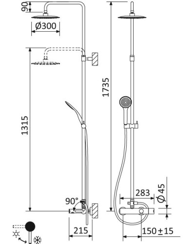 Душевая стойка телескопическая CEZARES LEAF-CVDA-30-BIO