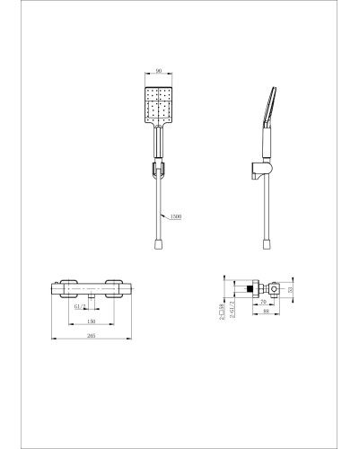 Смеситель для душа с термостатом WONZON & WOGHAND, Брашированное золото (WW-B2062-A-BG)