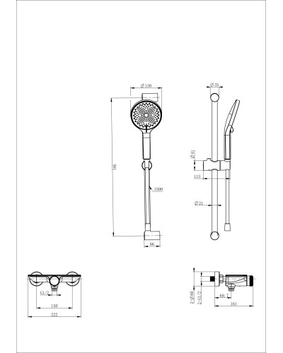 Смеситель для душа с гарнитуром WONZON & WOGHAND, Белый матовый (WW-B2052-A-MW)