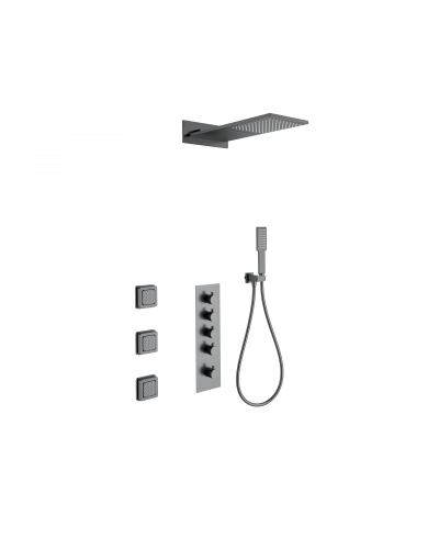 Душевая система с термостатом встраиваемая WONZON & WOGHAND, Темный графит (WW-D4100-BGG)