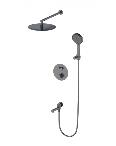 Душевая система с термостатом встраиваемая Wonzon & Woghand, Темный графит (WW-88929010-BGM)