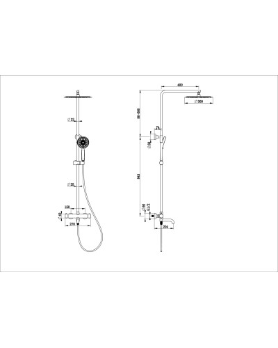 Душевая система с термостатом Wonzon & Woghand, Темный графит (WW-88739903-BGM)
