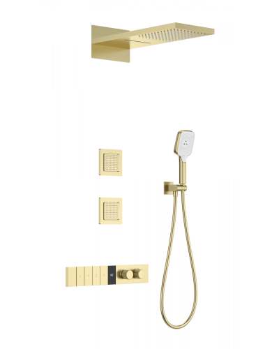 Душевая система с термостатом встраиваемая WONZON & WOGHAND, Брашированное золото (WW-D4538-A-BG)